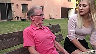 Blonde sexy ass anal screwed by sexually excited old fellow