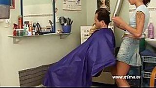 Mature stud tempted by a juvenile wicked hairdresser