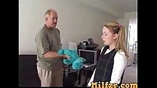 Sweet legal age teenager daughter punished by dad