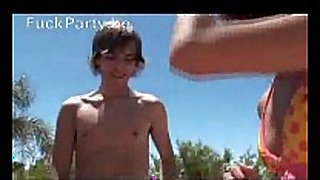 Wasted girls at poolparty forcefuck a man