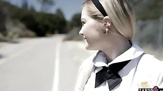 Schoolgirl teen Chloe Kindle offers anal to fortuitous guy