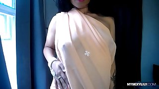 Horny lily carrying-on indian teat commerce play seducing step son