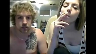 teen couple sucking fingering smoking on cam