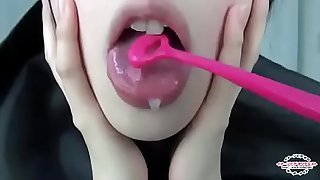 Saliva-covered tongue