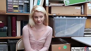 Pretty blonde teen caught by a cop and banged hard